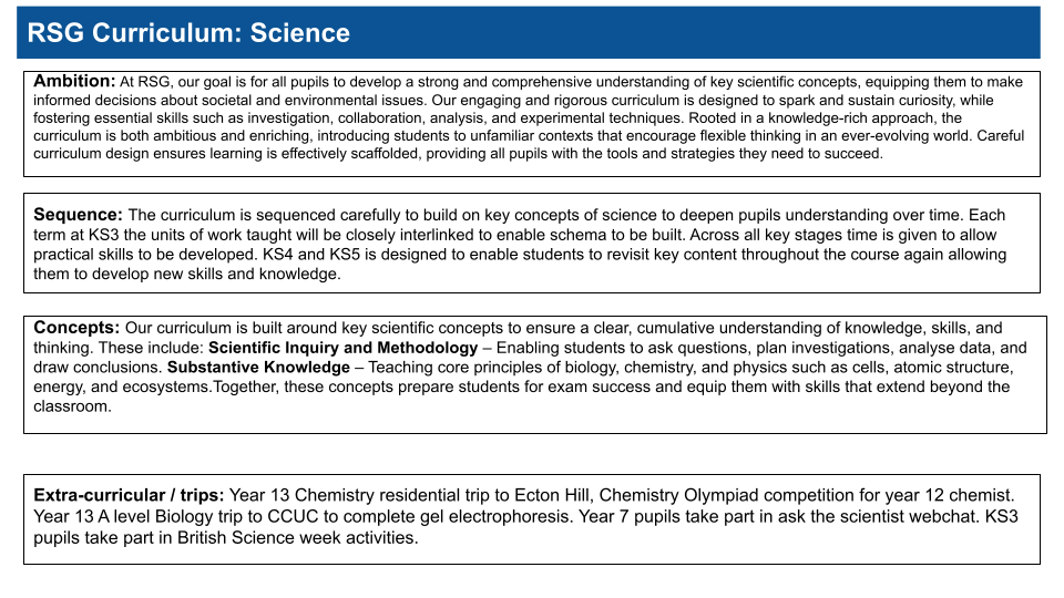Science Subject Page for Website